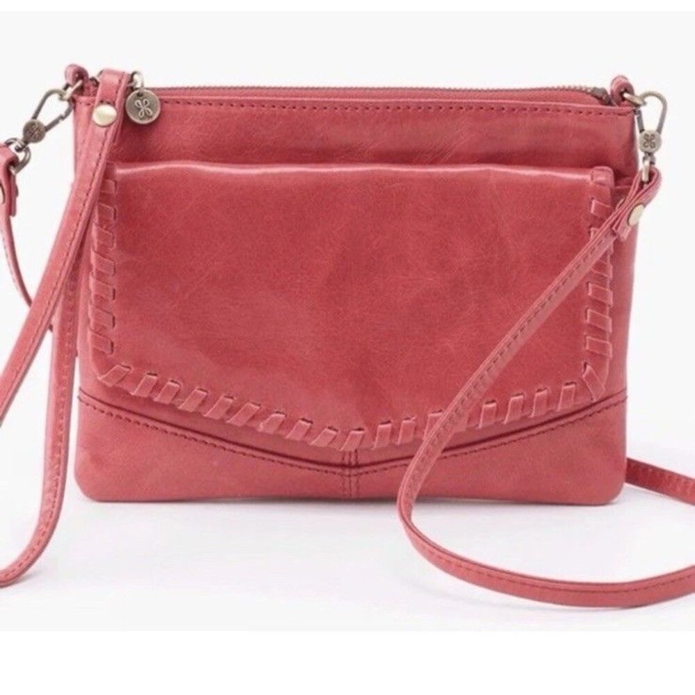Hobo Stroll Slim Crossbody Bag Wristlet  Leather Rose